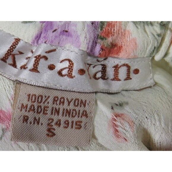 Vintage Kar-a-van Cream Floral Rose Print Textured Midi Skirt Size Small - Picture 2 of 11